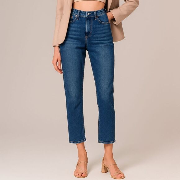 Abercrombie & Fitch 90s Straight Jeans Women’s Size 35 Blue Ultra High Rise - Picture 1 of 13